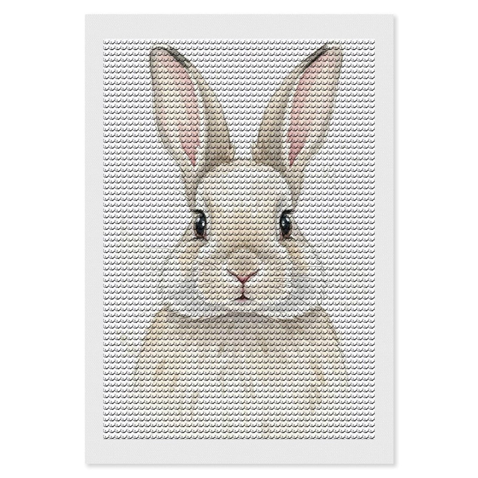 Junmoney Watercolor Bunny Portrait Round Drill Diamond Painting 8"x12", for Adults, Creative Leisure Activity, Office Decor, Holiday Gift Idea