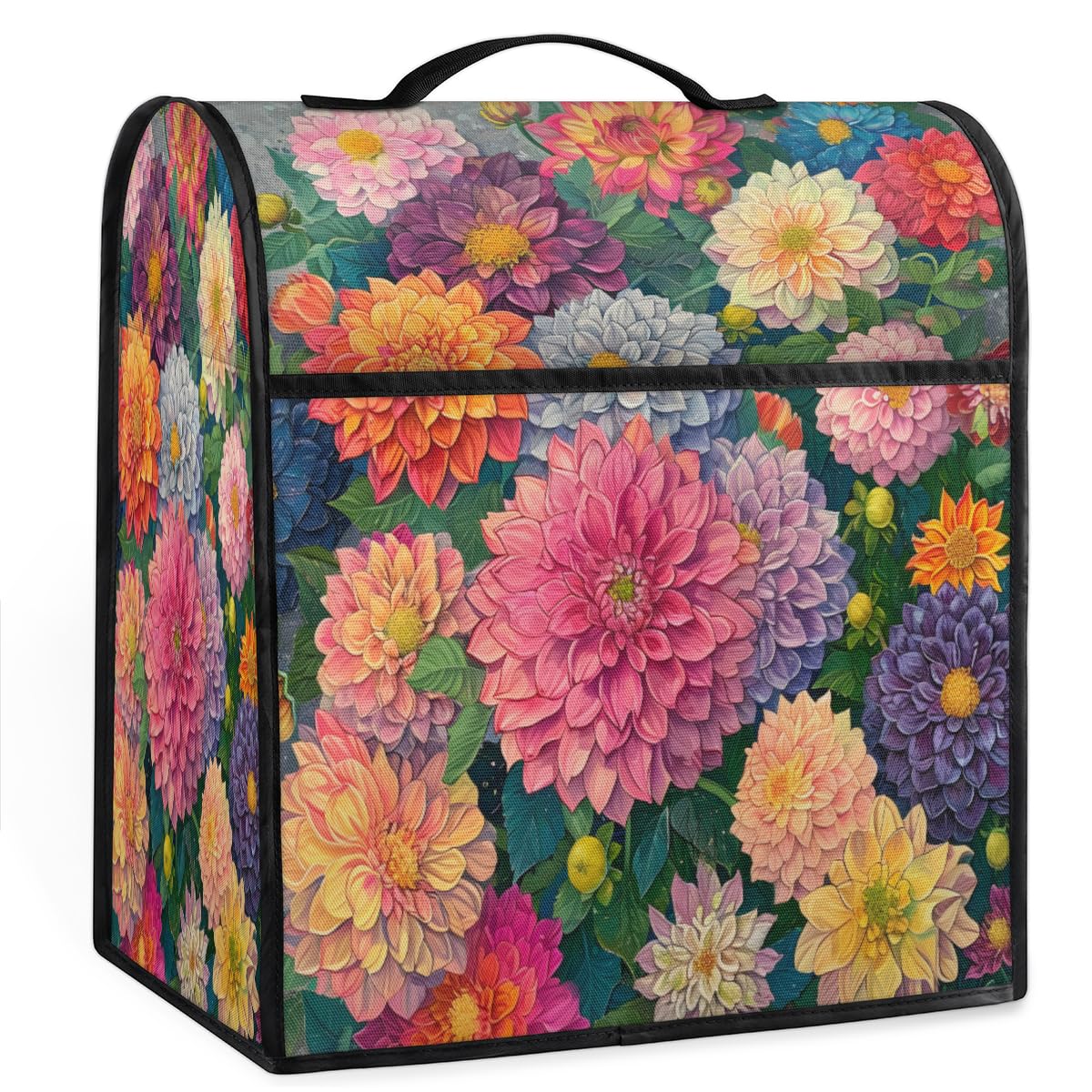 Coffee Maker Cover Vintage Flower Dahlia Kitchen Appliance Covers Small Appliance Covers Blender Cover Juicer Cover Dust Covers for Kitchen Appliances with Top Handle and Pockets,Washable,B898