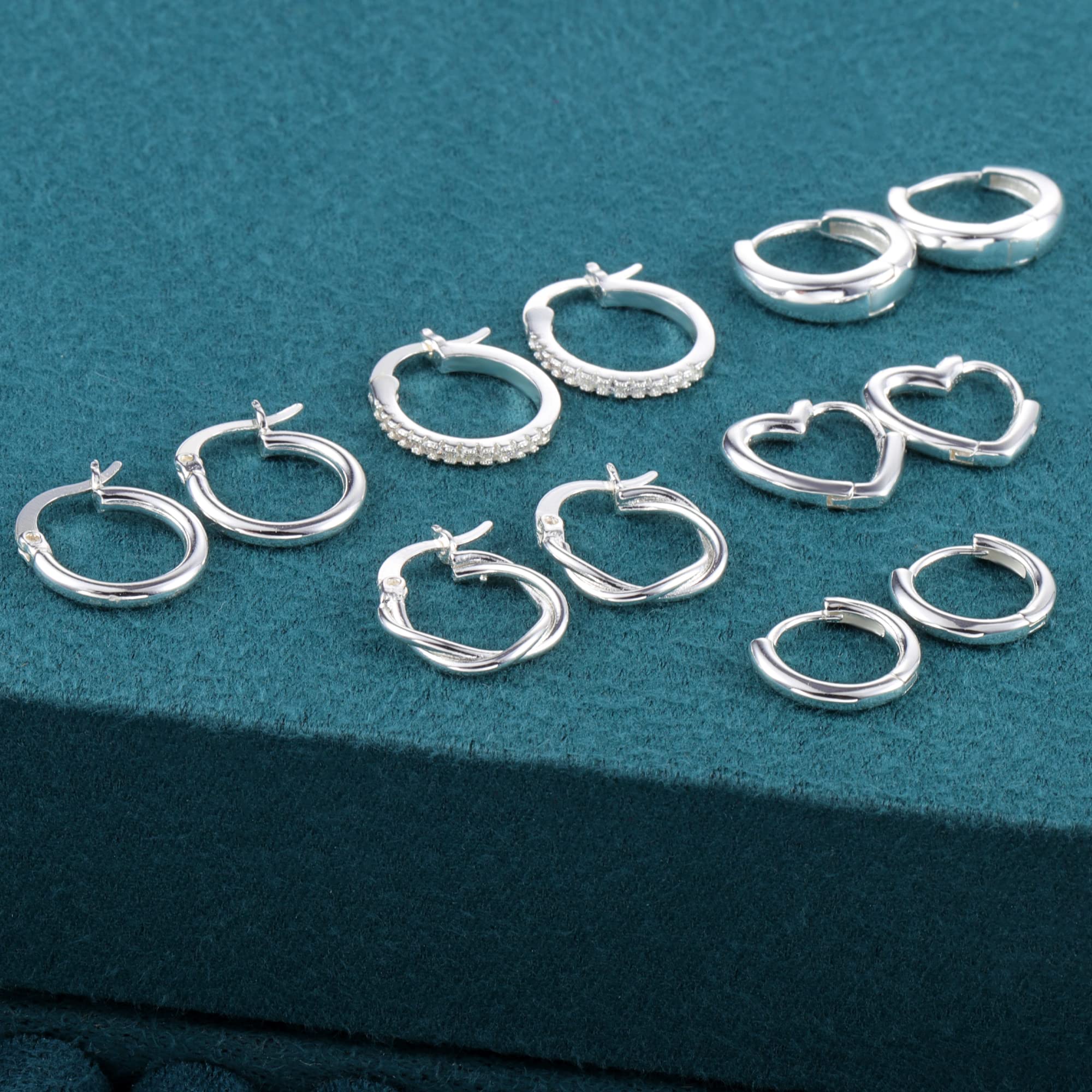 ALEXCRAFT Piccoli Orecchini a Cerchio, Orecchini Per Polsini Auricolari Da Donna, Orecchini a Cerchio Intrecciati Da Donna, Orecchini a Cerchio Spessi Vintage Ipoallergenici In Oro e Argento (9 Paia)