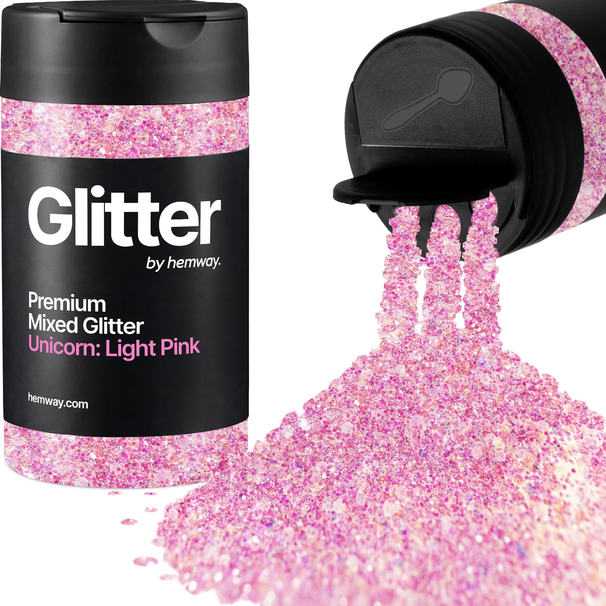 Hemway Unicorn: Light Pink Mix Glitter Shaker, 110g Mixed Size Glitter โ image 1