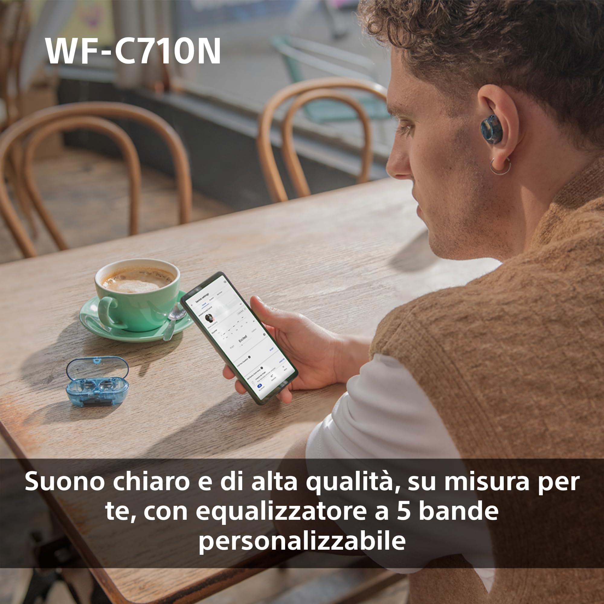 Sony WF-C710N auricolari Truly Wireless con Noise Cancelling, qualità delle chiamate,connessione multipoint,IPX4, fino a 40 ore di autonomia, compatibili con iOS e Android, Glass Blue (nuovo modello)