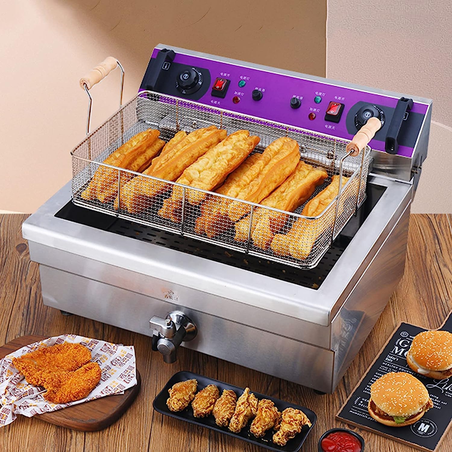 Friggitrice elettrica Friggitrice elettrica Friggitrice elettrica da banco Friggitrice per patatine fritte in acciaio inossidabile, con cestello rimovibile ed elemento riscaldante profession