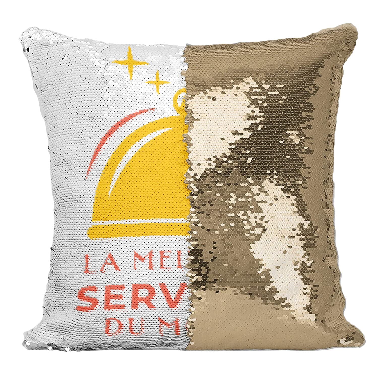 Coussin Sequin Doré : Cadeau Original pour la Meilleure Serveuse de Bar