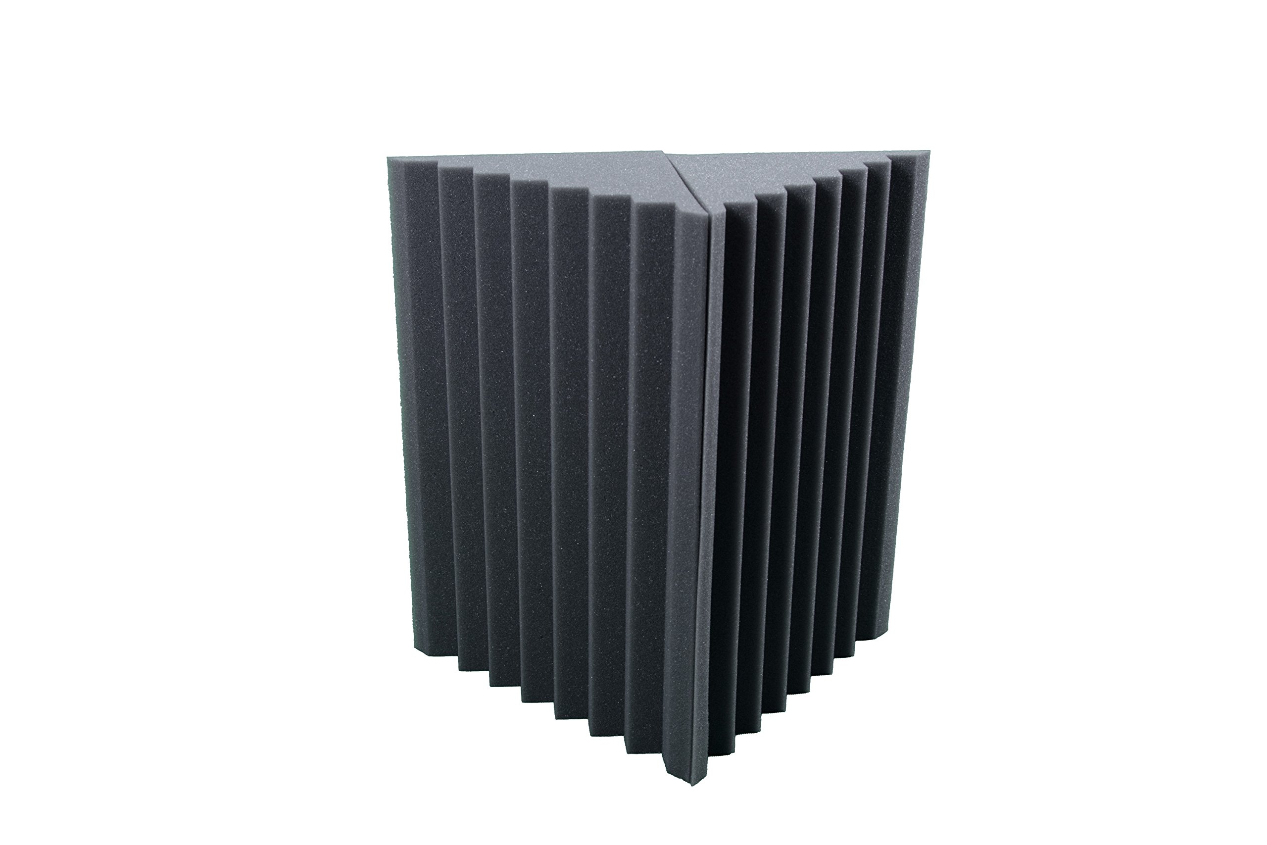 Keyhelm - Bass Traps Pannello Fonoassorbente Angolare Nero in Poliuretano 100% | Pannello Scanalato per Correzione Acustica, Densità 25 kg/m³, 25x25x100 cm, Pacco da 2 Unità | Made in Italy