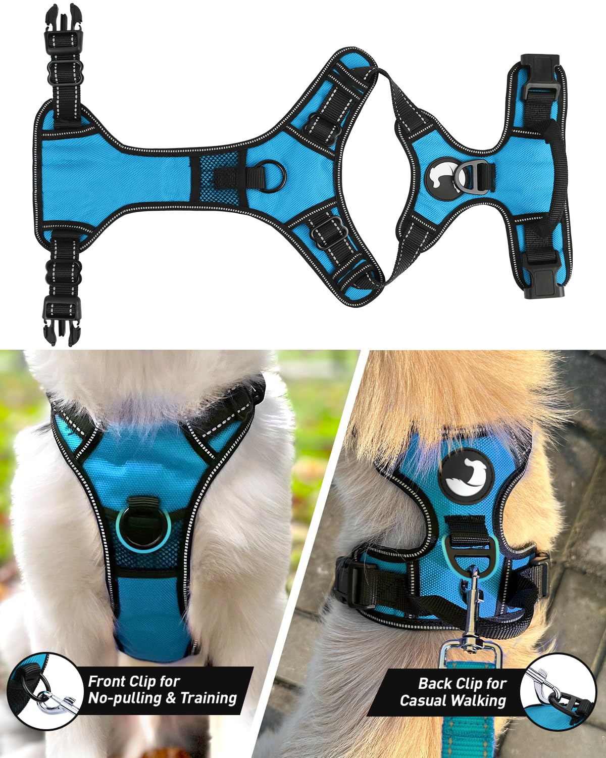 POPOT No Pull Dog Harness - Front Reflective Pet Vest With Control Handle For Daily Training & Walking - Blue Medium | Buy Now With Express International Delivery - Foto 9