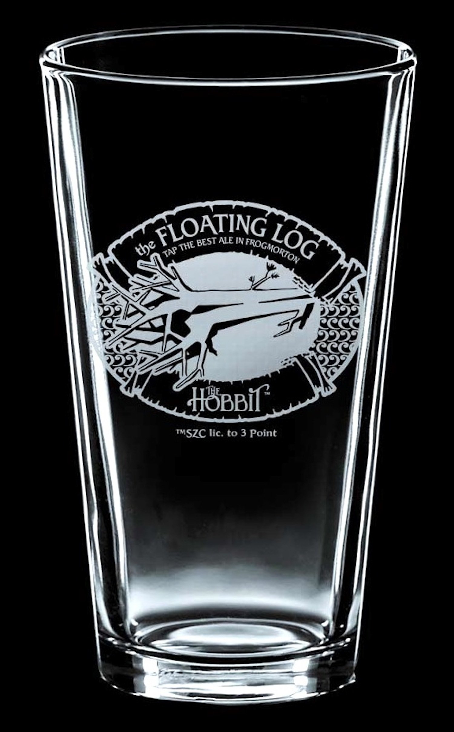 Hobbit The Floating Log Etched Pint Glass Set