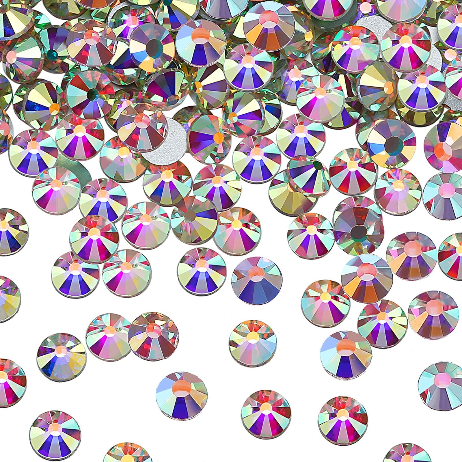 2880 Pieces Flat Back Crystal Diamond Rhinestones 6.3-6.5mm Round Gems Rhinestones for Bedazzling Flat Back Glass for Nail Art and Craft Decor (Crystal AB, SS30)