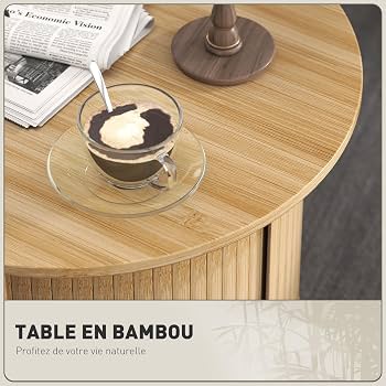 GrandCA HOME Lot de 2 Tables Basses Rondes, Table d'appoint Ronde pour Canapé, Plateau en MDF avec Sommier à Lattes en Bois, Convient pour Salon et Bureau(Grain de Bois Naturel GrandCA HOME Lot de 2 Tables Basses Rondes, Table d'appoint Ronde pour Canapé, Plateau en MDF avec Sommier à Lattes en Bois, Convient pour Salon et Bureau(Grain de Bois Naturel