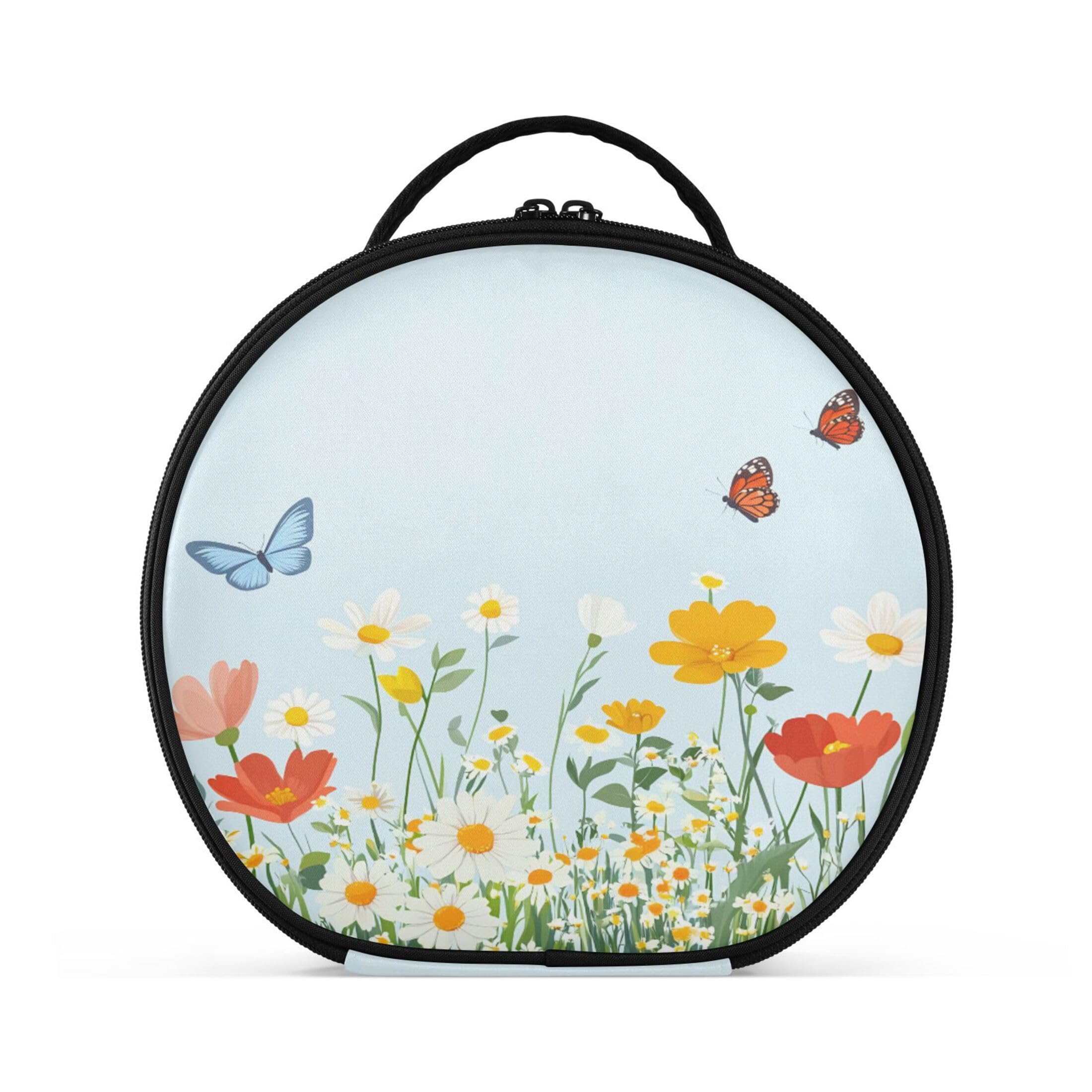 Takiito Colorful Spring Flowers Travel Makeup Case Portable Makeup Box Artist Cosmetic Case Organizer With Adjustable Dividers