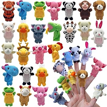 24 PCS Finger Puppets Set Mini Stuffed Animals Finger Puppet Toys for Storytelling Playing Teaching Shows Playtime Schools Birthday Party Gift Favor Supplies
