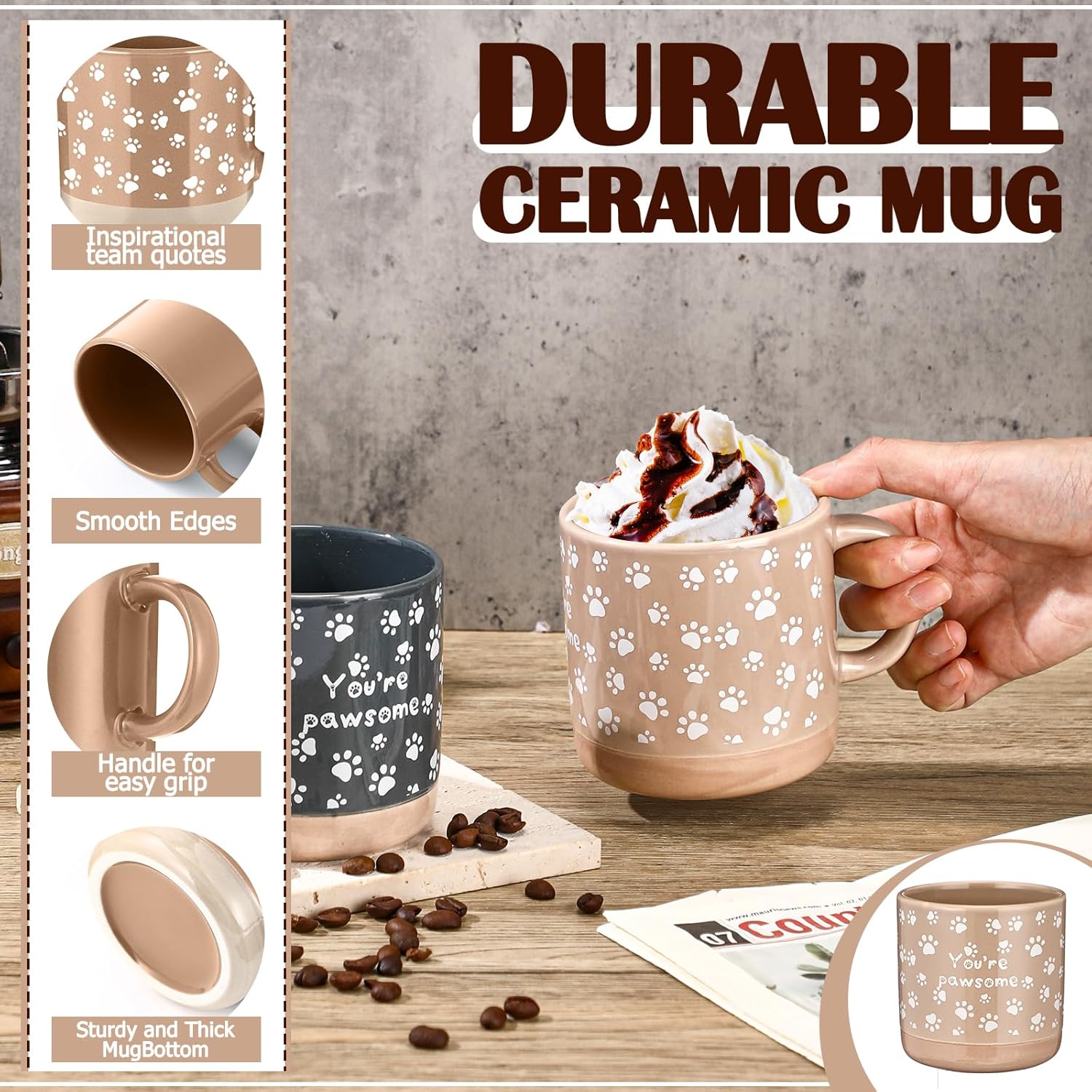 Meanplan 10 Pcs Vet Tech Ceramic Coffee Mugs 13 oz You're Pawsome Mug Veterinarian Vet Tech Appreciation Cup Graduation Thank You Gifts for Veterinary Medicine Assistant Nurse(Multicolor) - Image 3