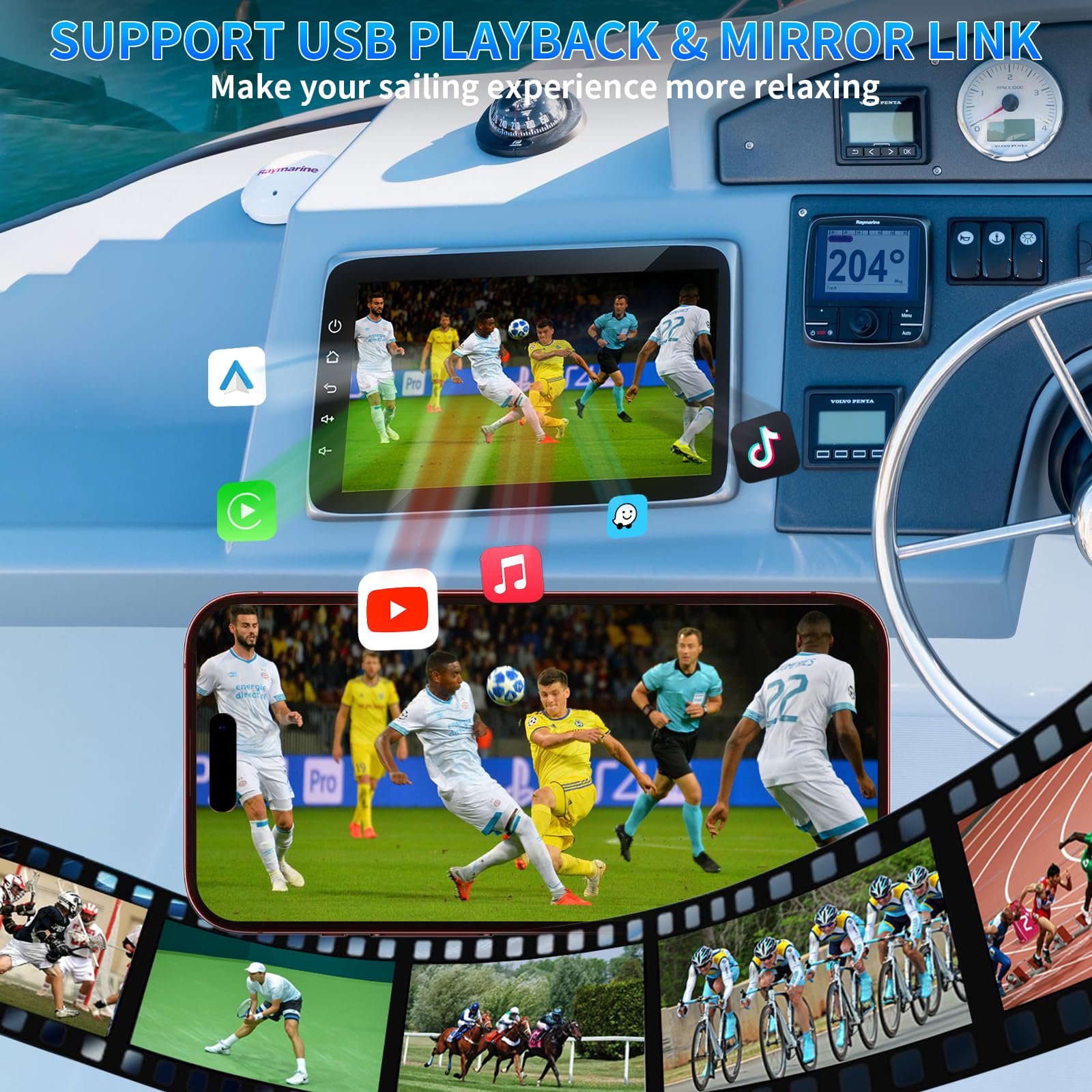 Geloo 2025 Upgraded Marine Stereo With Wireless Carplay And