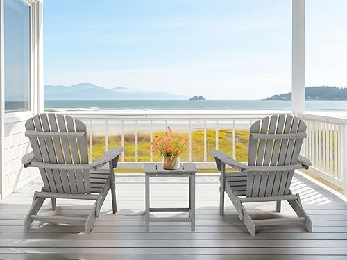 Miniatura 2 de Juego de 2 sillas Adirondack plegables de madera, respaldo premontado, silla de madera para patio al aire libre, jardín, césped, patio, terraza,