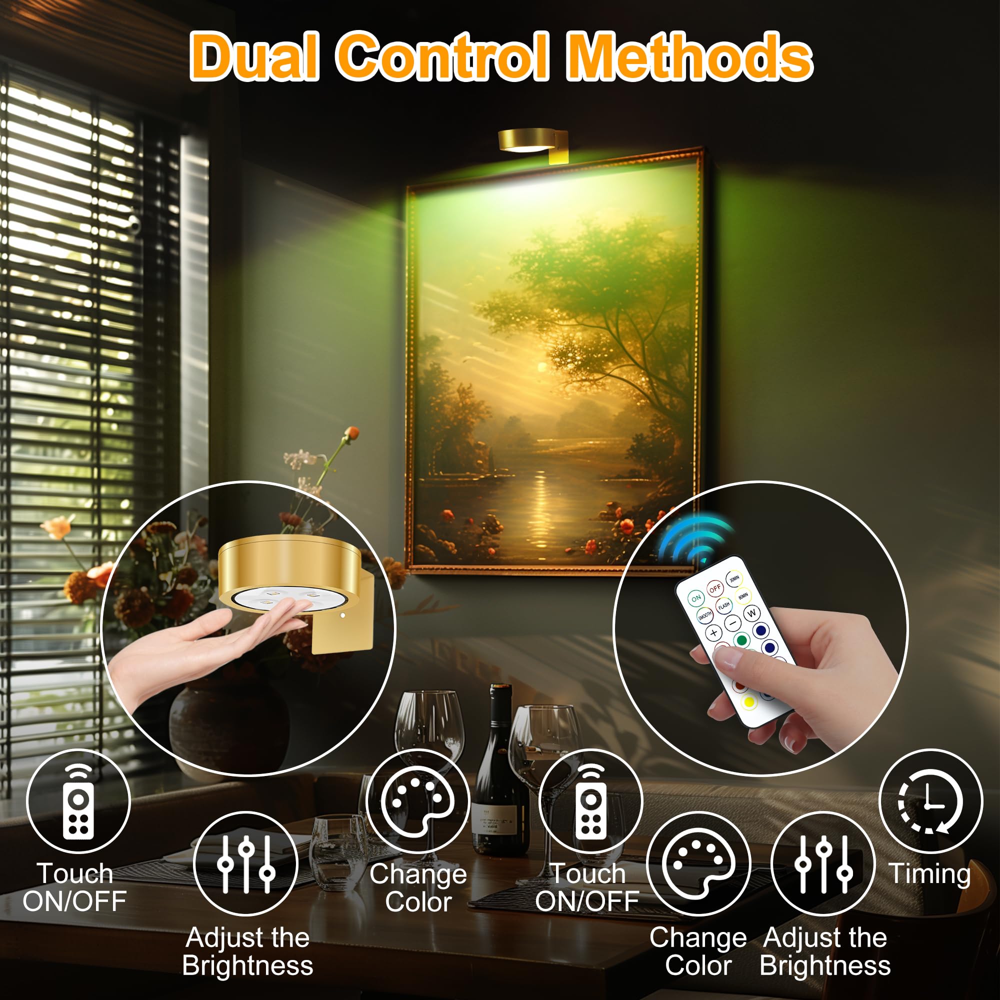 Luci Cornice Foto VIGMOJ Ricaricabili - 16 Colori RGB Con Telecomando, Confezione Da 3