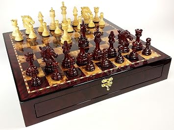 DBL Queens - 4 مقاس 58 بوصة الملك Blood Rosewood Staunton Wood Dragon Knight Chess مجموعة W 20&amp;Quot؛ لوحة تخزين ألوان فائقة اللمعان من الكرز والخشب البرتقالي