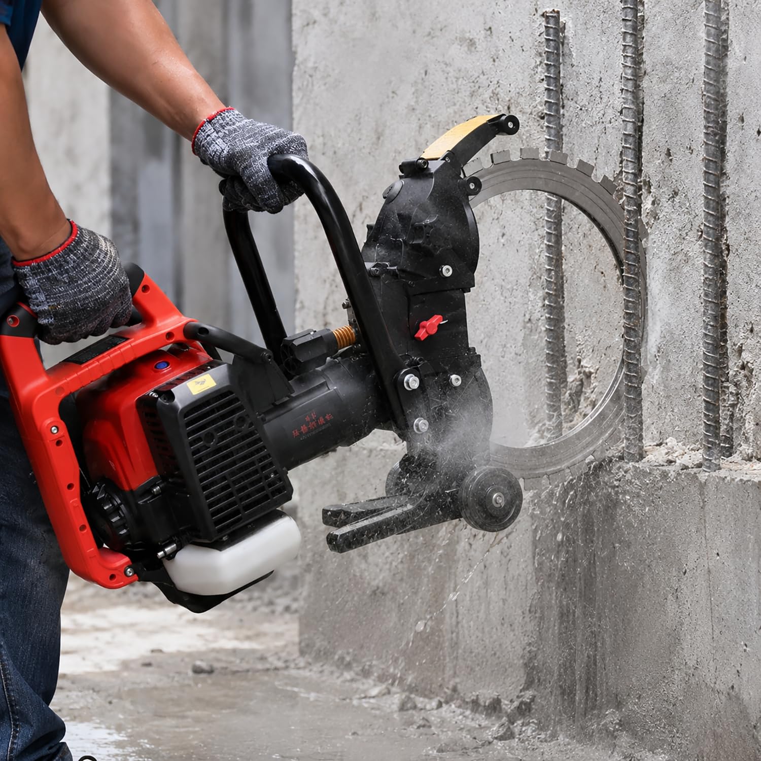 Piła pierścieniowa klasy Contractor-Grade do bruzdowania ścian – przenośna, napędzana silnikiem przecinarka do betonu, tarcza diamentowa 16", cięcie głębokie 12", mur na mokro/such