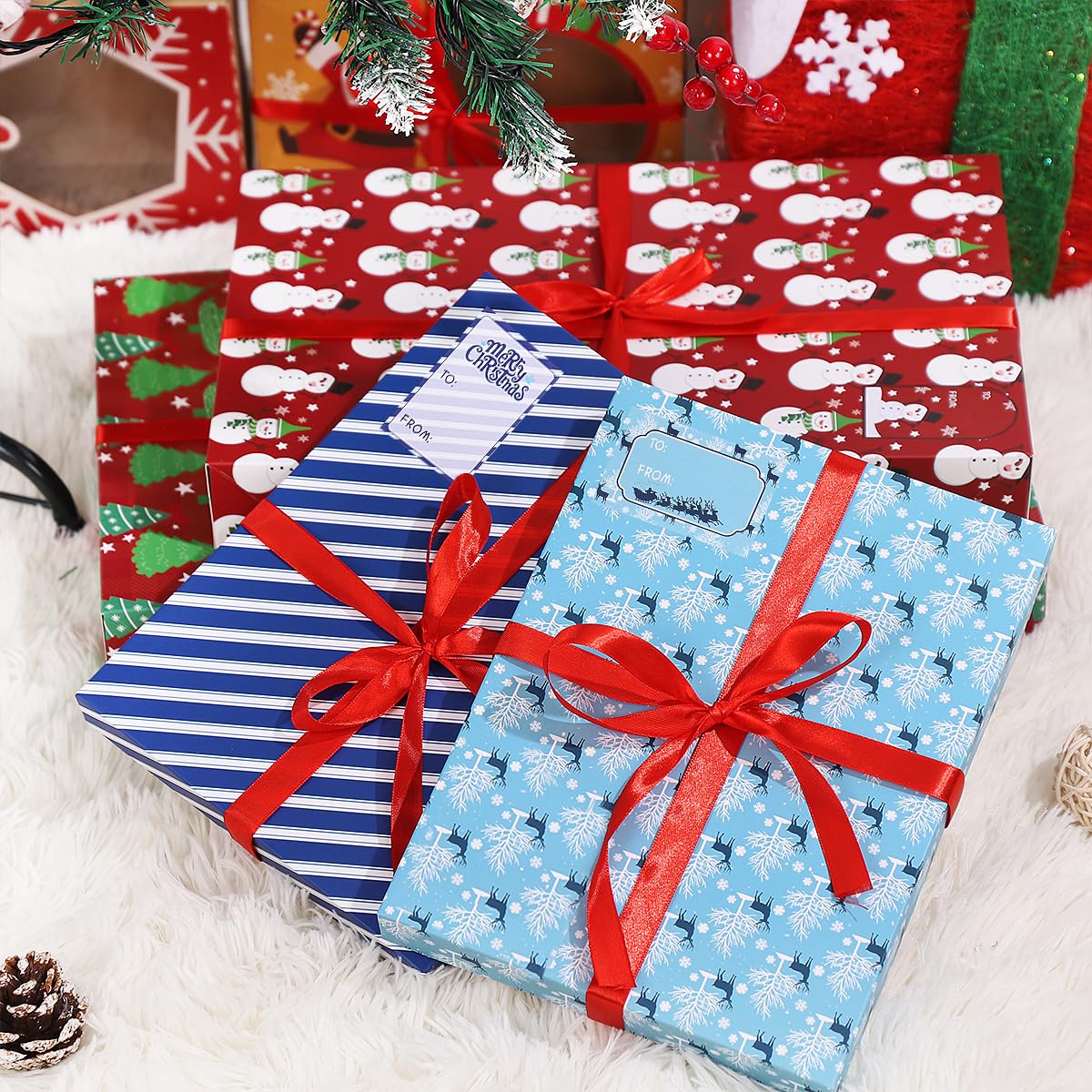 12stück Geschenkbox Weihnachten Mit Deckel: Groß Geschenkverpackung Kraft Pappschachteln Geschenkkarton Mit Deckel Geschenkbox Weihnachten Groß Mit Namensetiketten, Kleidung