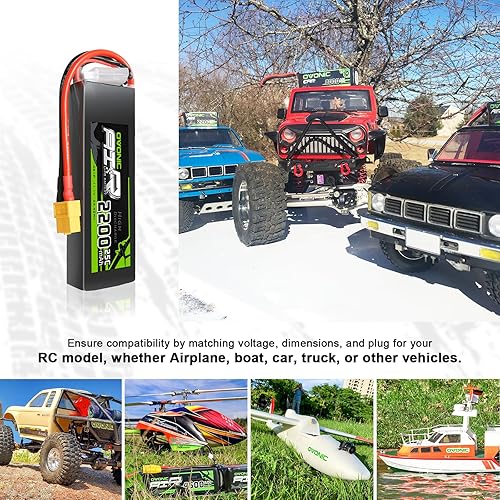 Miniatura 5 de OVONIC 3S Lipo Battery 25C 2200mAh 11.1V Lipo Batería con conector XT60 para avión RC helicóptero cuadricóptero RC coche, camión, barco (2 paquetes)