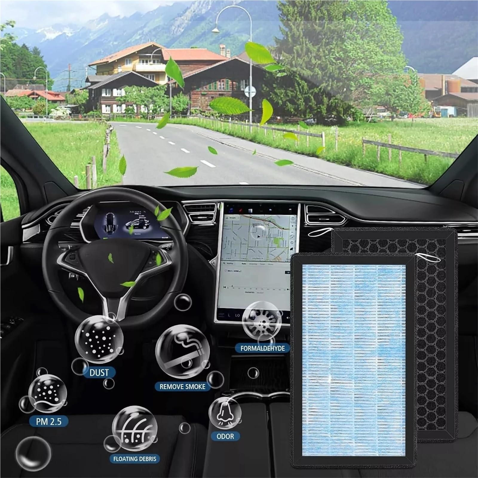 Filtro aria abitacolo per climatizzatore a Y, adatto per Tesla Model 3, con carbone attivo, ricambio per climatizzatore Filtro Abitacolo ai Carboni Attivi Aria Abitacolo