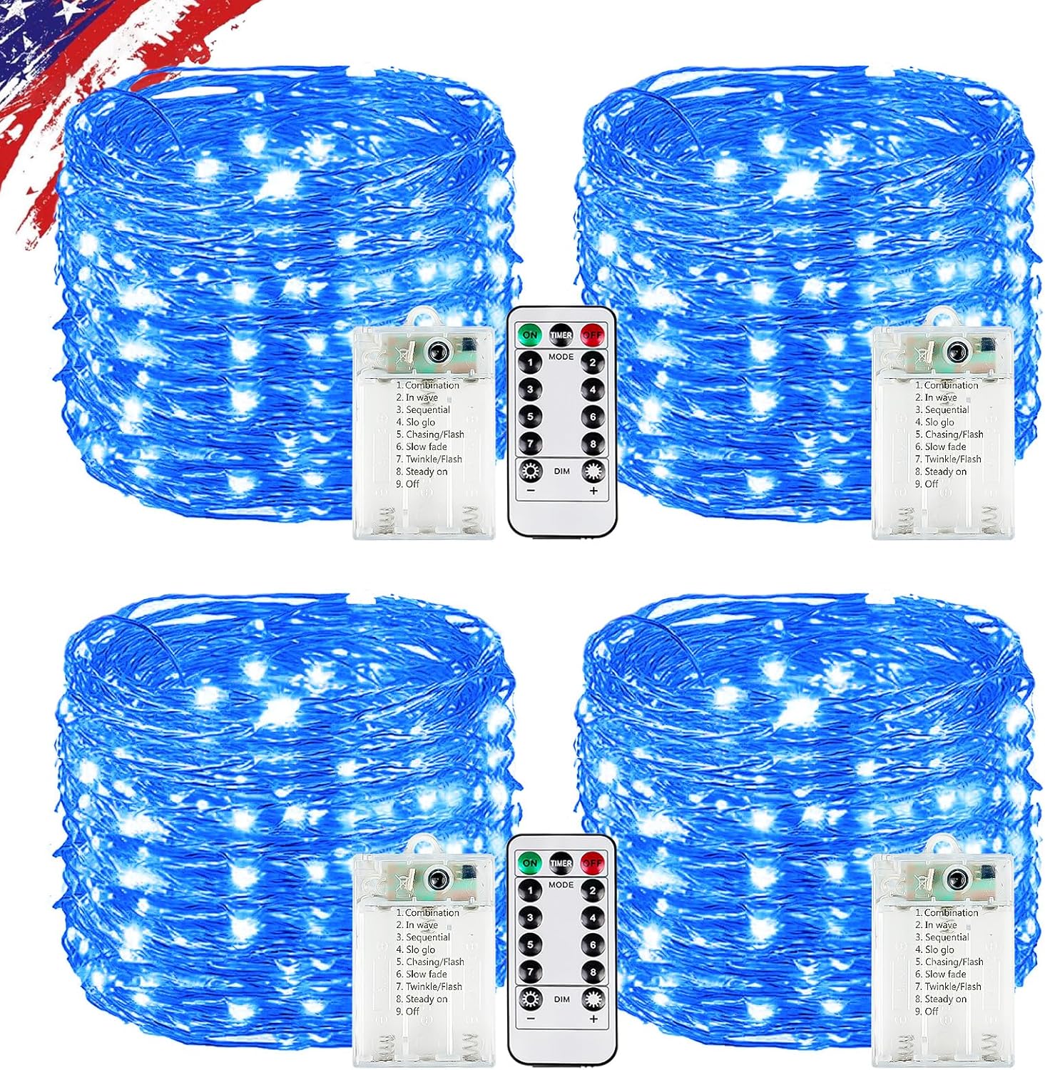 4 Pack Blue Fairy Lights Battery Operated with Remote, Waterproof 20FT 60LED Cuttable Twinkle Lights with Timer Indoor Outdoor, String Light for Bedroom, Classroom, Wedding, DIY, Christmas Décor 4 Pack Blue Fairy Lights Battery Operated with Remote, Waterproof 20FT 60LED Cuttable Twinkle Lights with Timer Indoor Outdoor, String Light for Bedroom, Classroom, Wedding, DIY, Christmas Décor