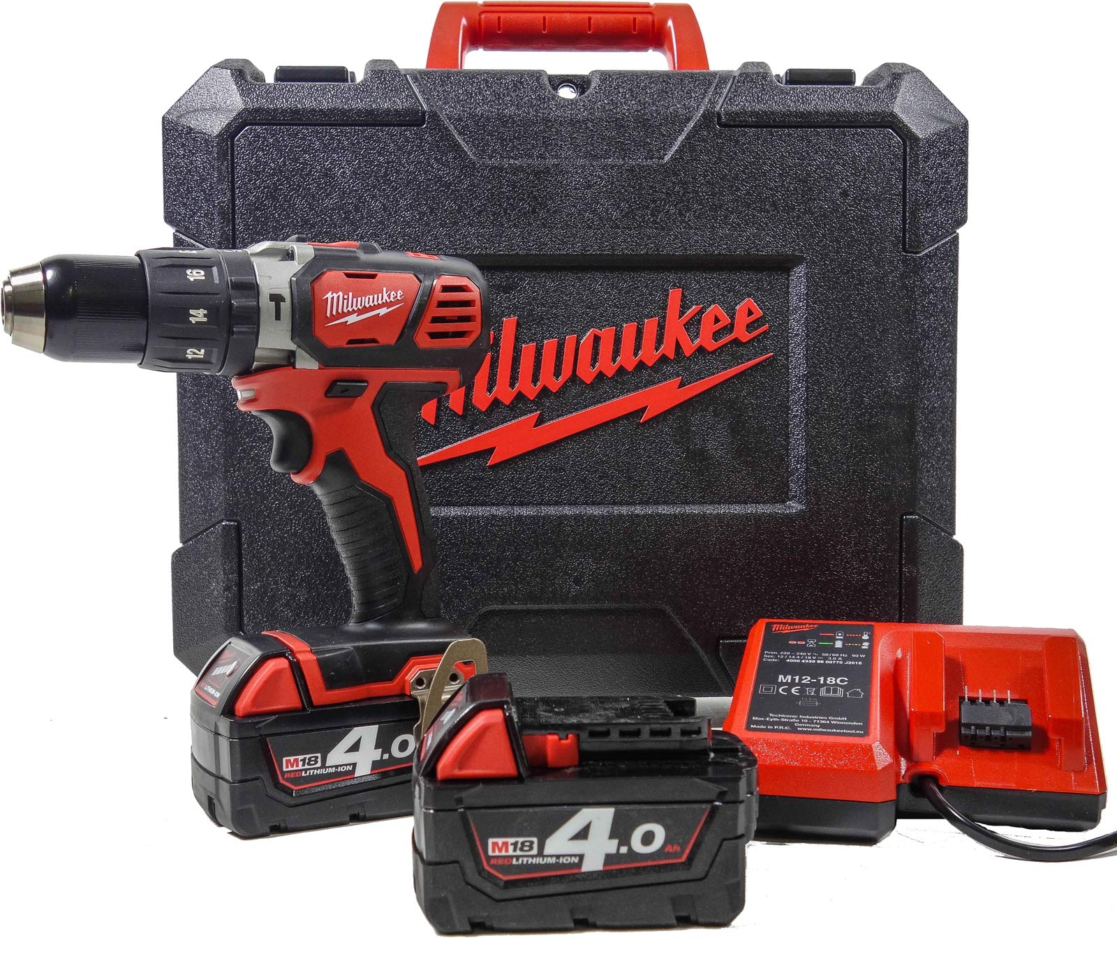 Milwaukee 4933443520 - M 18 bpd-402c 18V 4.0Ah Litio 2 velocidades 60Nm, negro