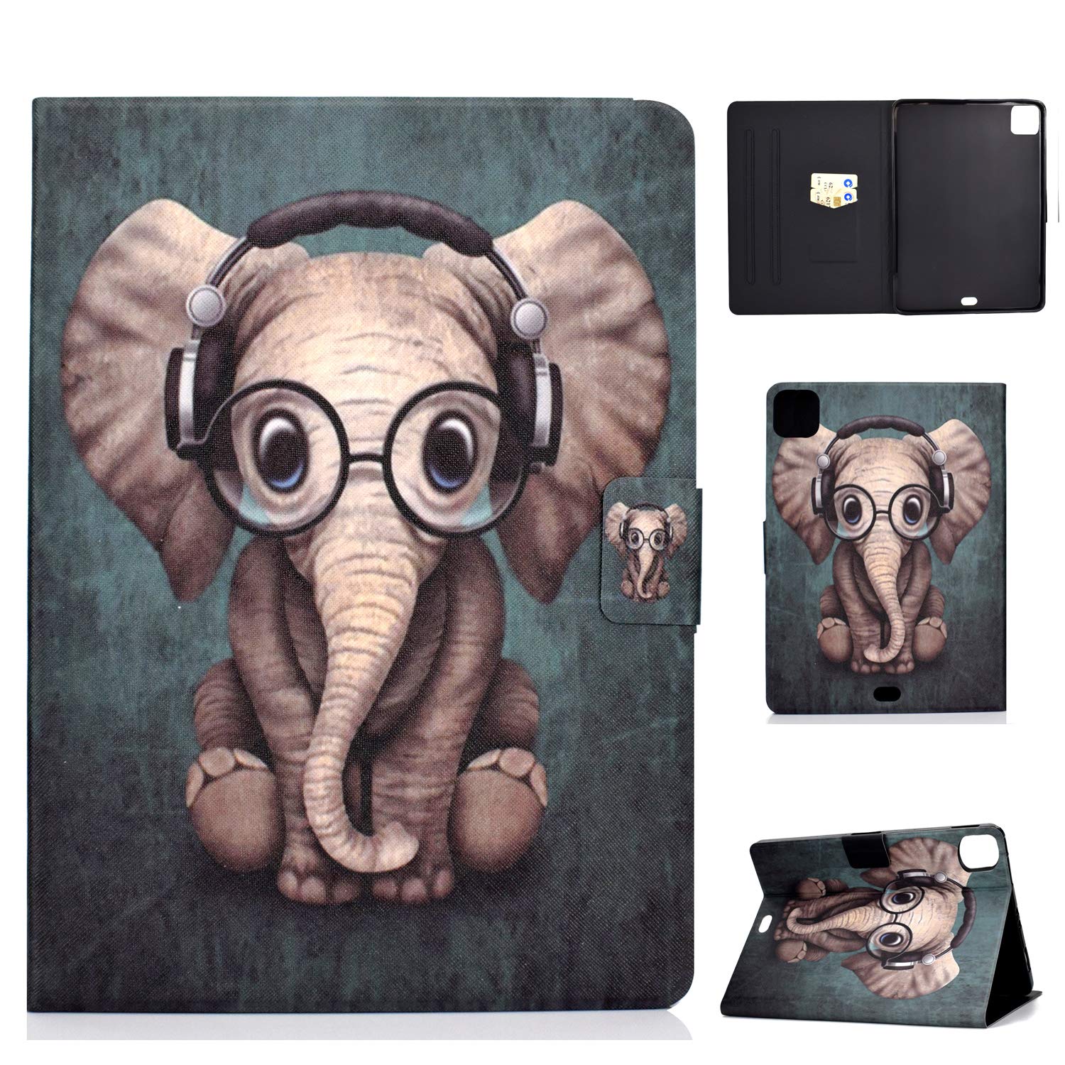 Bspring iPad Pro11 inch Case (iPad Pro 3rd/2nd/1st Generation), Ultra Slim Folio PU Leather Stand Smart Cover with Auto Wake/Sleep for 2021/2020/2018 iPad Pro 11 inch,Elephant