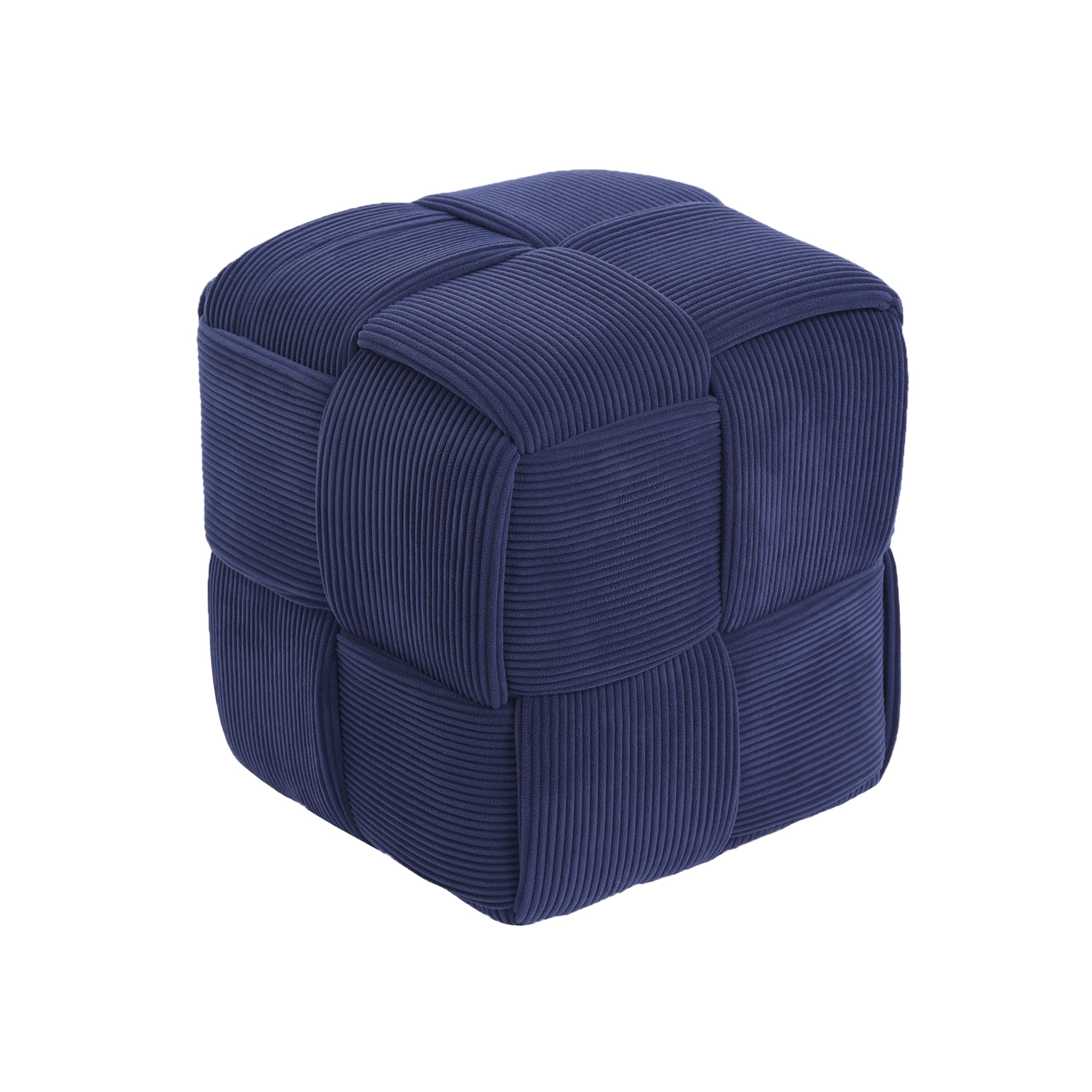 Ottoman Foot Rest Soft and Comfortable Ottoman Square Corduroy Woven Design Sofa Stool (Blue)