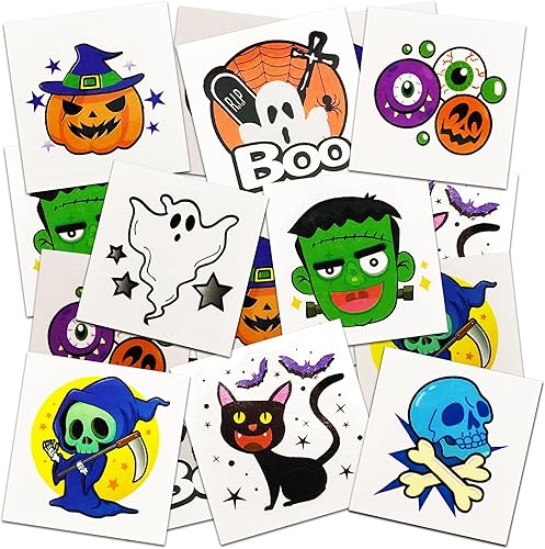 ArtCreativity Tatuajes temporales individuales de Halloween para niños, paquete de 160 a 2 pulgadas, no tóxicos, para niños y niñas, ideal para