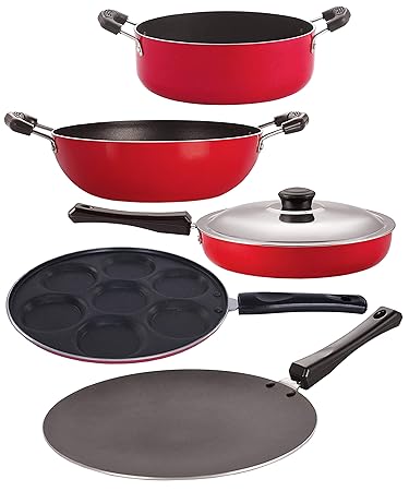 Nirlon Non-Stick 5 Piece Highly Durable PFOA Free Aluminium Combo Kitchen Utensil Gift Set Offer
