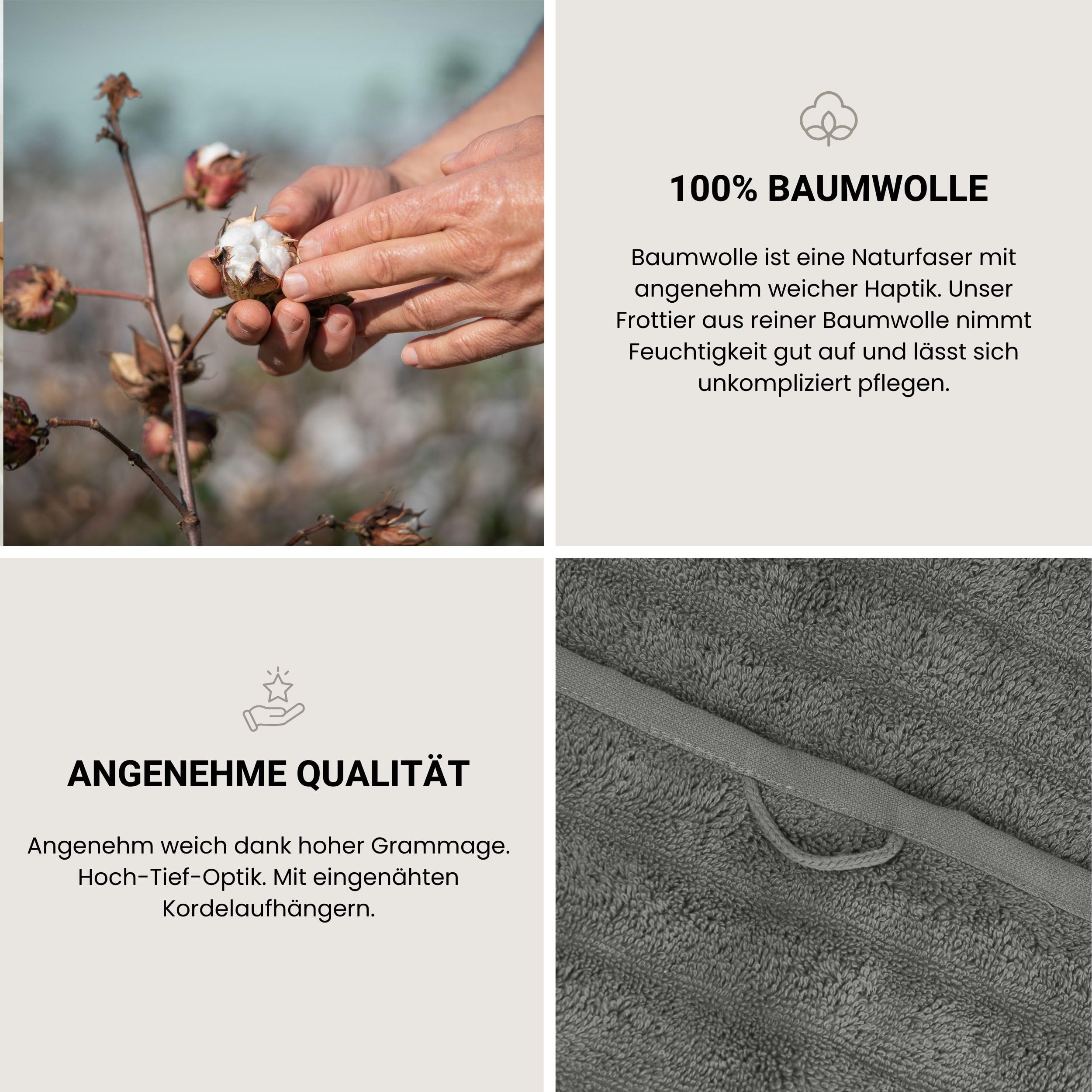 Schiesser Badetuch | 2er Set | 100% Baumwolle | Dunkelgrau