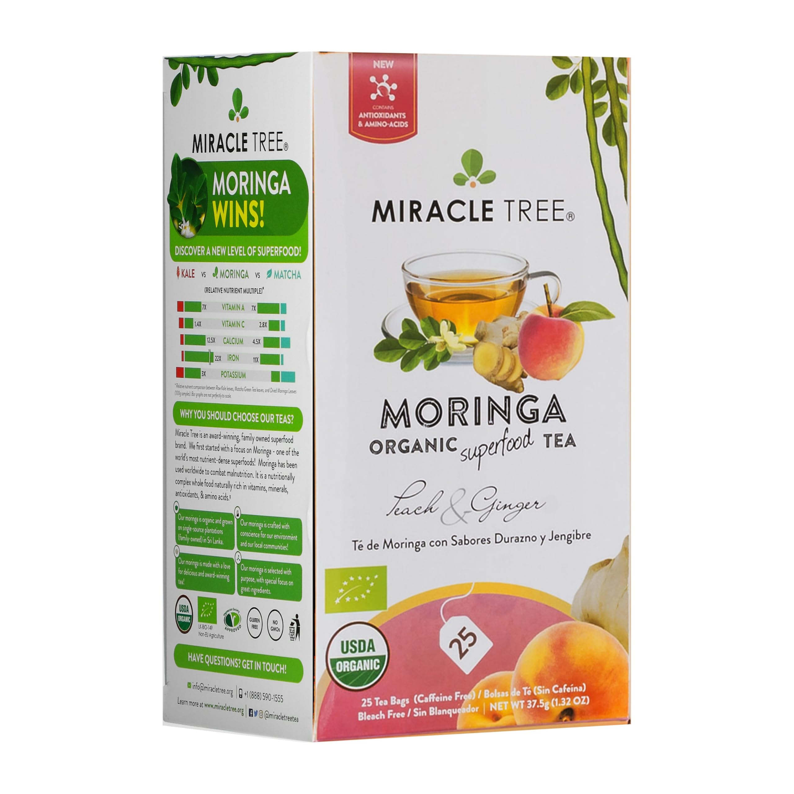 Amazon.com : Miracle Tree Organic Moringa Tea, Ginger Peach