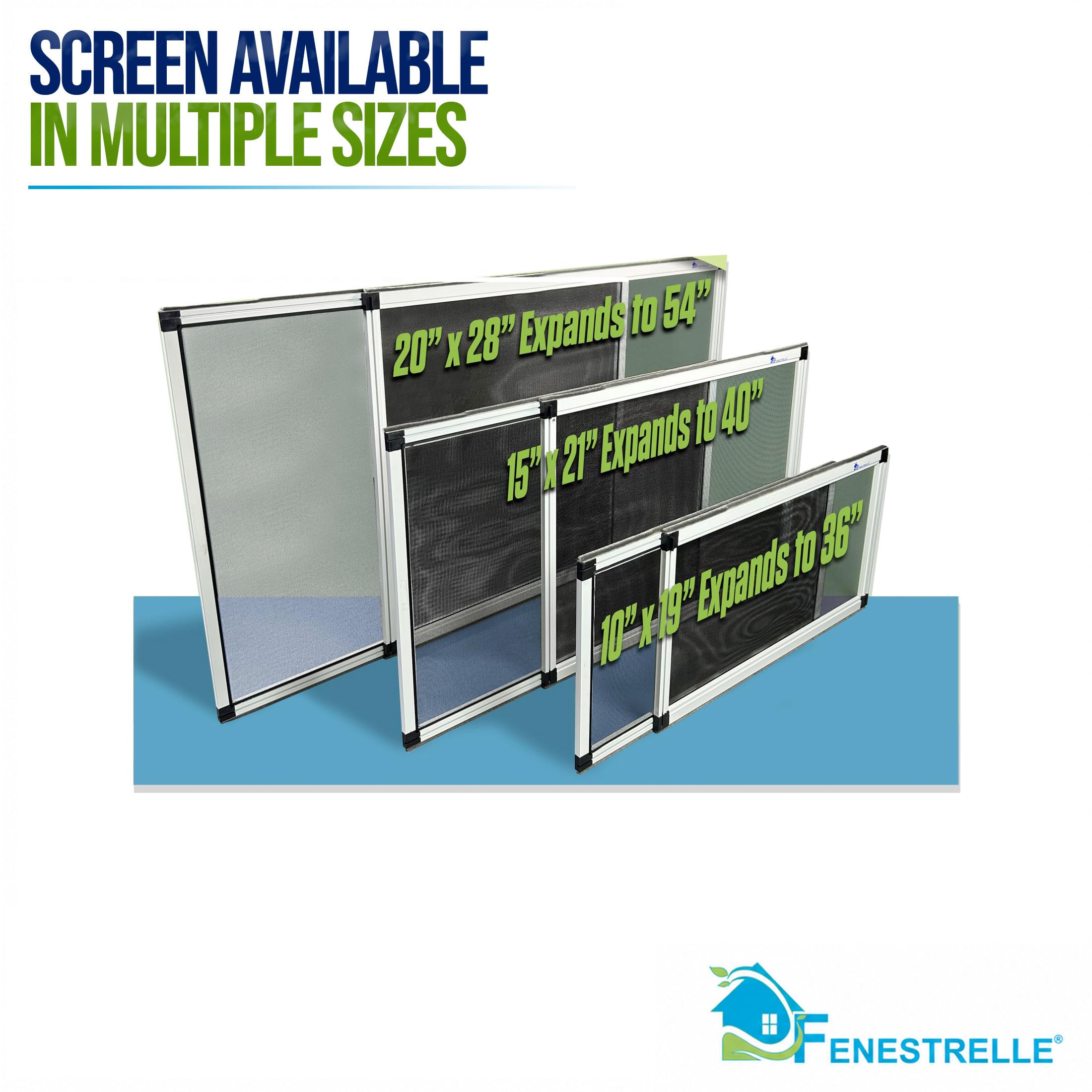 Fenestrelle Pantalla expansible para Ventana, Ajustable en 2 direcciones, Horizontal (20 Pulgadas de Alto x 28 a 54 Pulgadas de Ancho) o se Convierte en Vertical (28 Pulgadas de Alto x 20 a 38