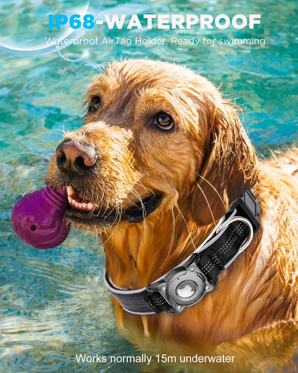 ONEONTA Collier Chien Airtag | Airtag Chien - Collier Airtag Chien Etanche avec Boucle Métallique Amovible, Robuste, Réfléchissant, Rembourré Confortable, pour Chien Petite, Moyenne, Grande, Rose, L