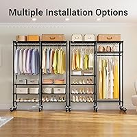 Vista 3 de VIPEK R4C - Perchero portátil con ruedas, resistente, ajustable, para ropa de armario, con ruedas bloqueables, color negro, con cubierta