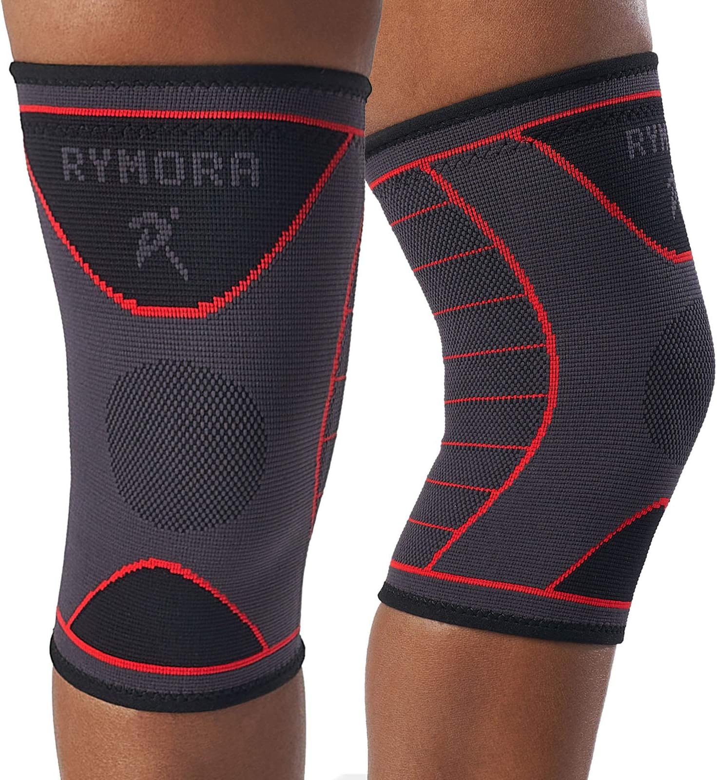 Rymora Knee Brace Set - Compression Sleeve 2 Pack for Men & Women - Comfortable & Secure Support Sleeves for Weightlifting, Fitness, Running, Sports & Weak Joints (M)