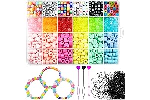 1853Pcs Hair Beading Kit for Girls with Heart Beads, Star Beads, Rainbow...