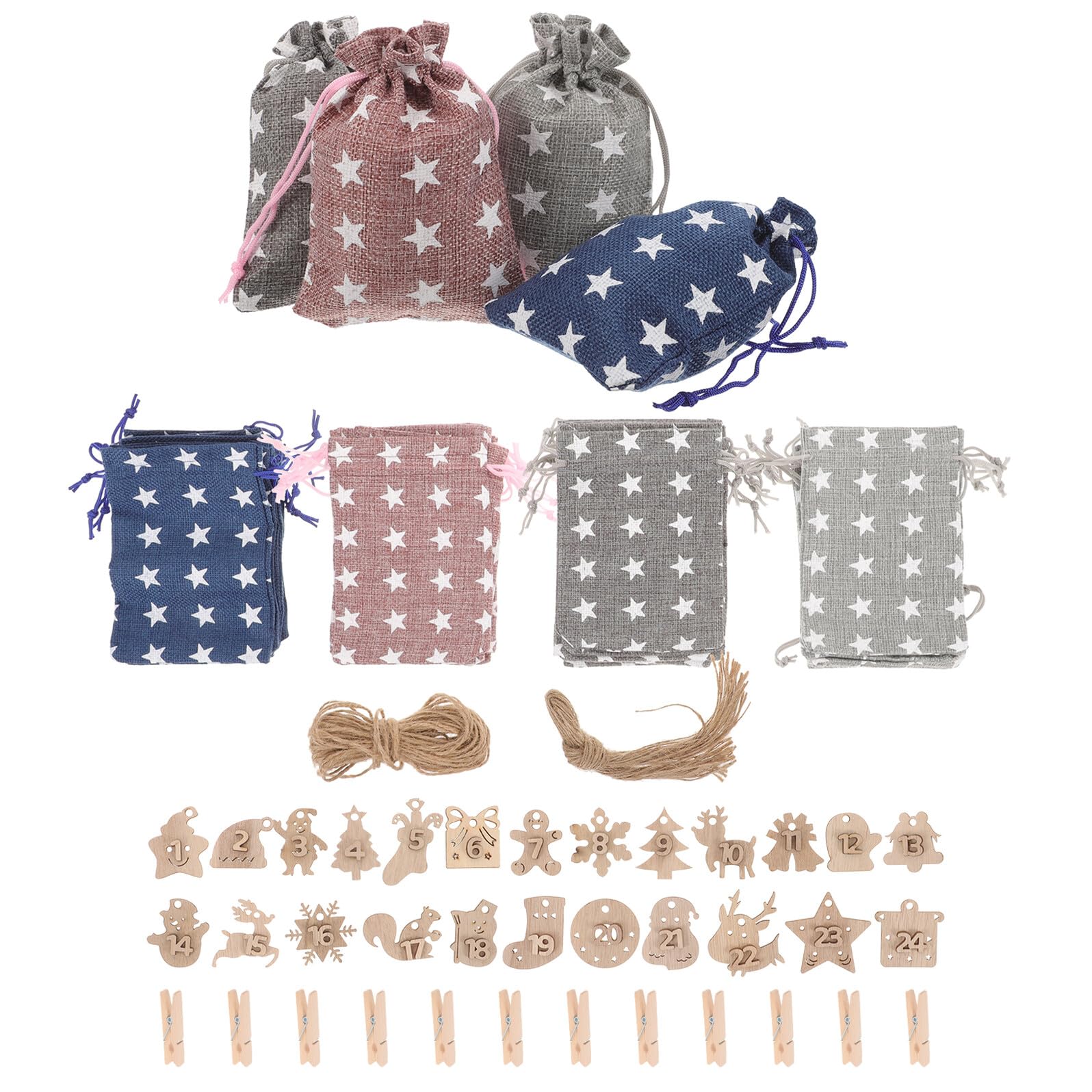 LOLIPPYY Sacchetti Regalo Natalizi Numeri per Calendario Avvento Buste Regalo Multiuso per Caramelle Biscotti e Dolci Design Festivo Classico Materiale Morbido e Portatile