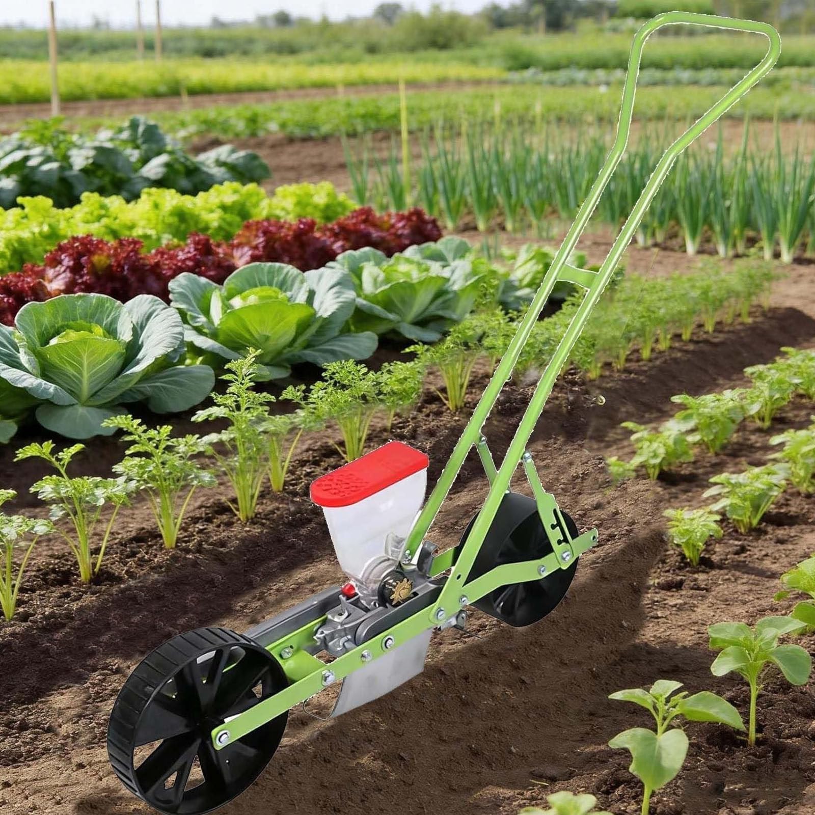 Drmoxin Hand-Push Vegetable Planter,Garden Corn And Soybean Planter, Adjustable Plant Spacing And Row Spacing, Multi-Row Precise Planting,Suitable For Crops Such As Corn 1row