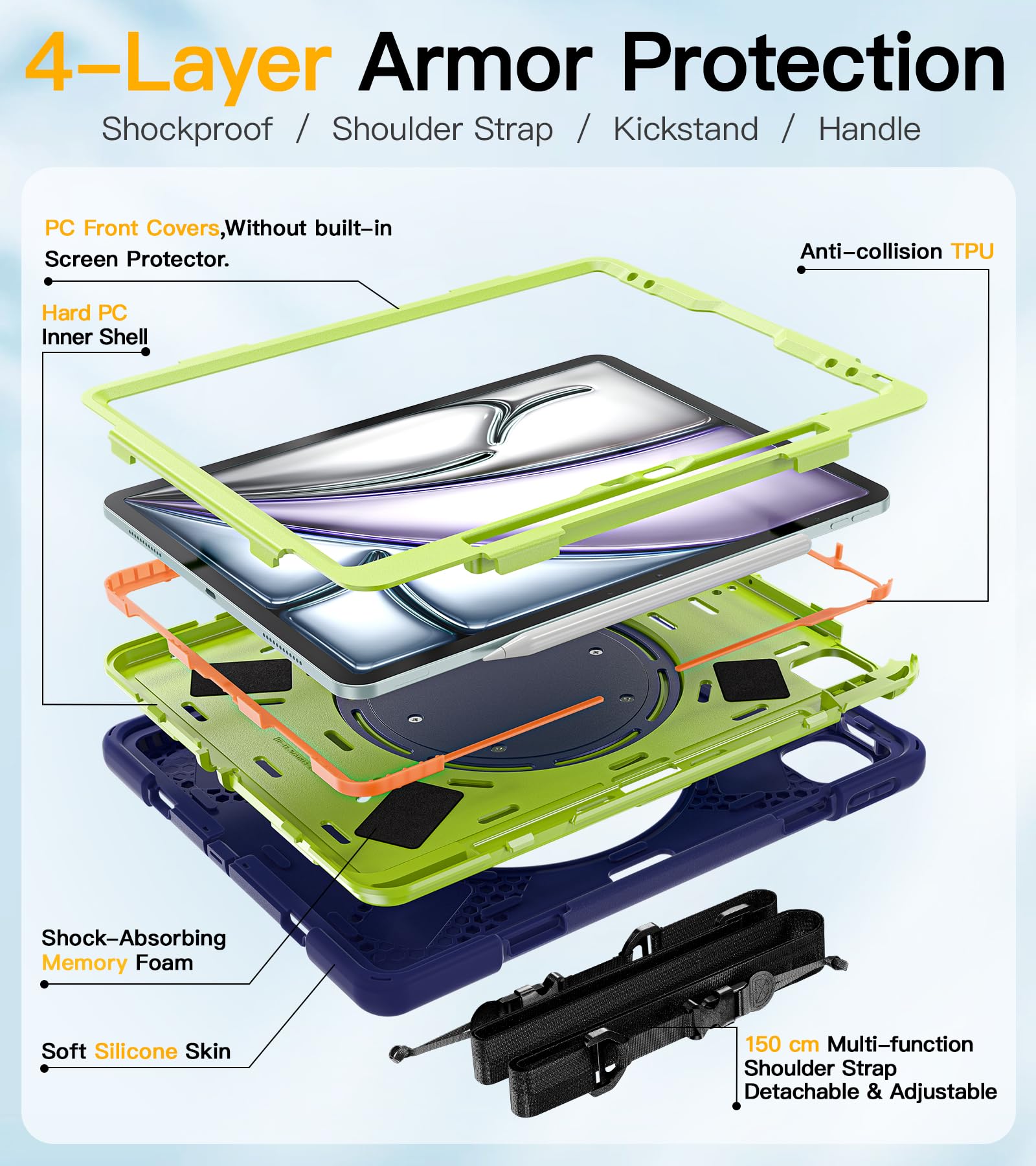 BRAECN Case For IPad Air 13 Inch 2024,iPad Pro 12.9 Inch (6th/5th/4th/3rd Gen),Shockproof