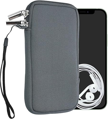 Miniatura 53 de kwmobile Bolsa de neopreno para teléfono tamaño XL - 6.7/6.8 pulgadas - Funda universal para celular con cremallera, correa para la muñeca, amarillo