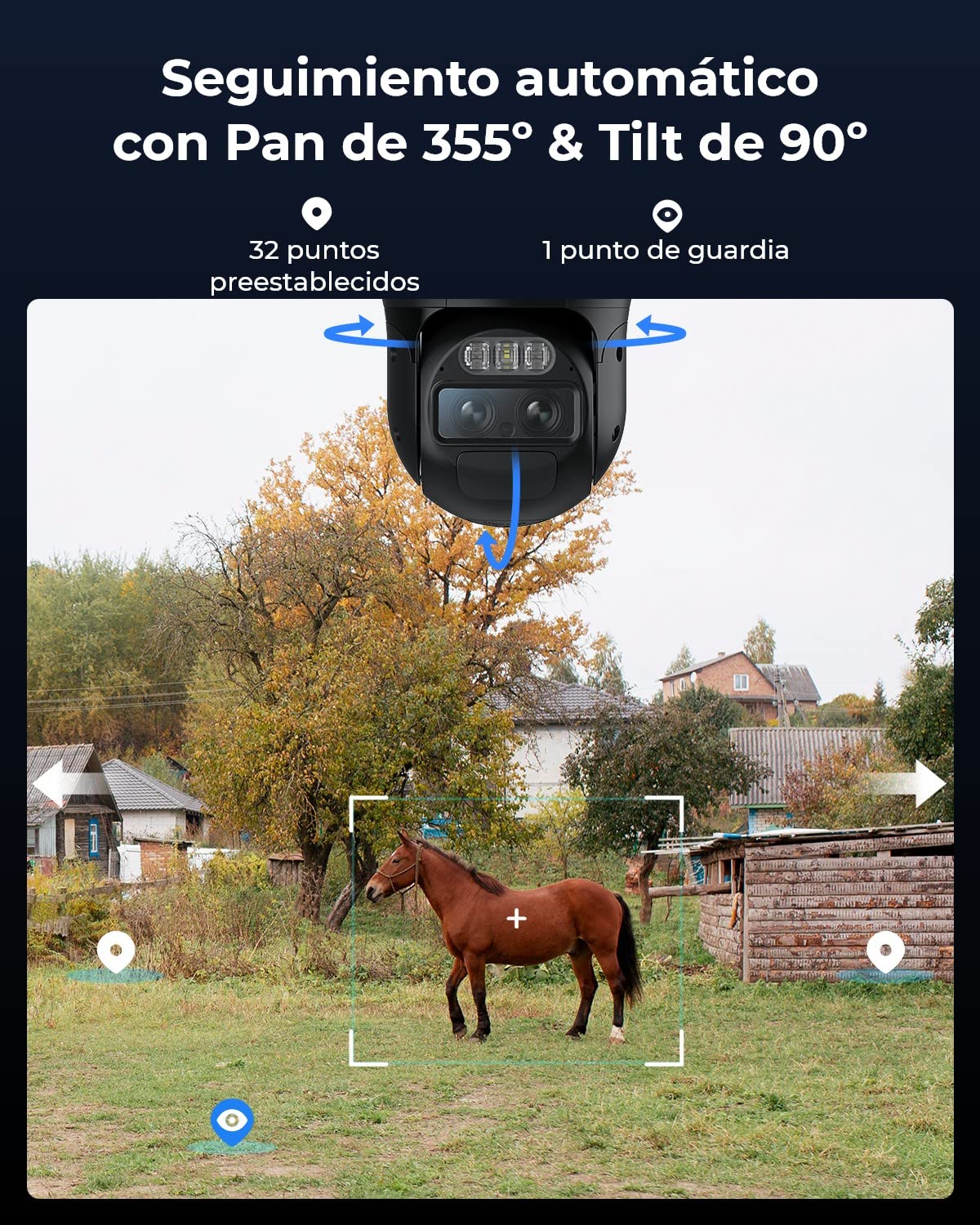 Reolink 8MP 3G/4G LTE Camara Exterior Solar con Tarjeta SIM + Auto-Tracking & Doble Lente, 4K 360° PTZ Camara de Exterior Inalambrica, Detección Smart, Visión Nocturna en Color, TrackMix LTE + SP
