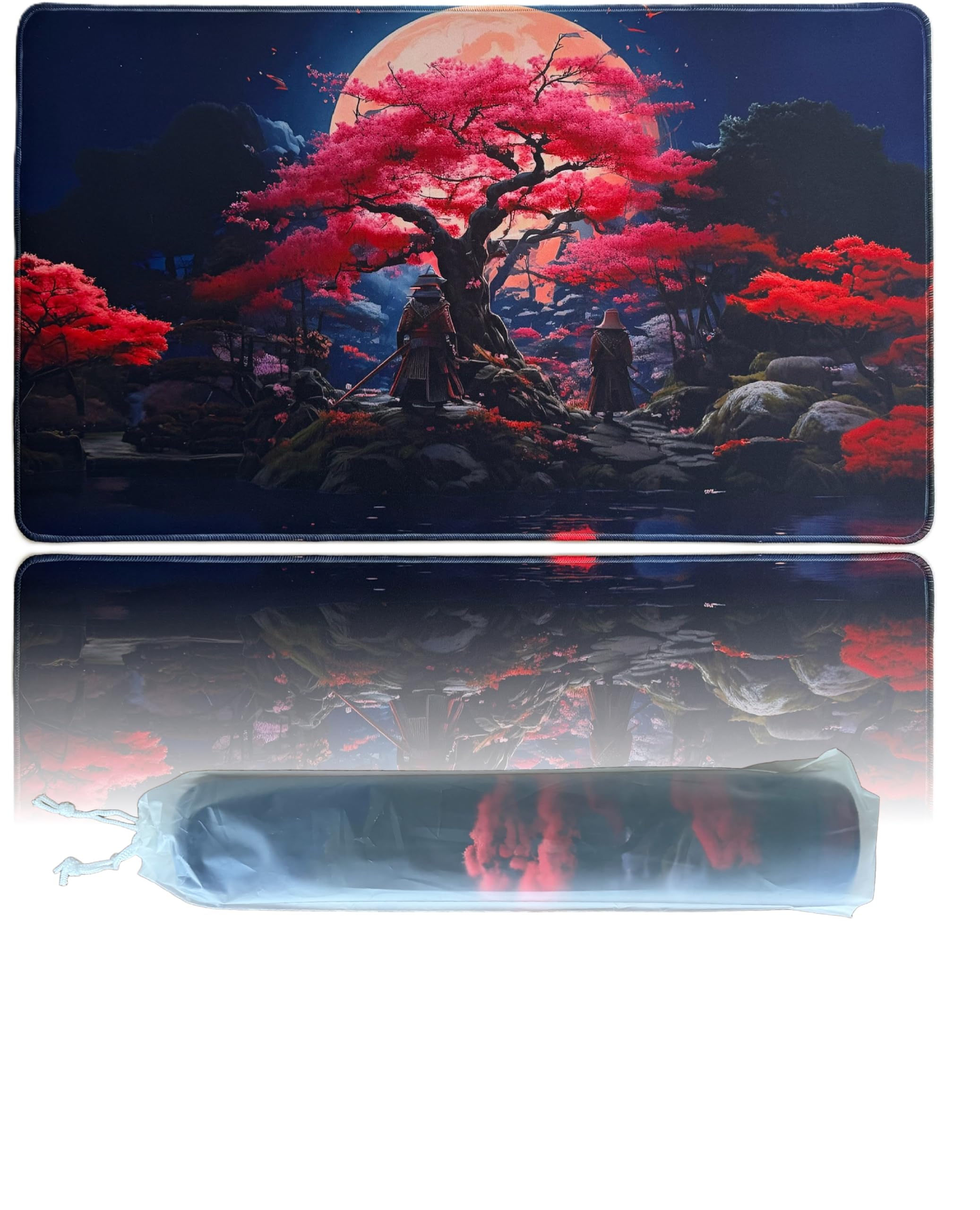 Foxtrot Designs TCG Playmat, Samurai and Cherry Blossoms 24in x 14in