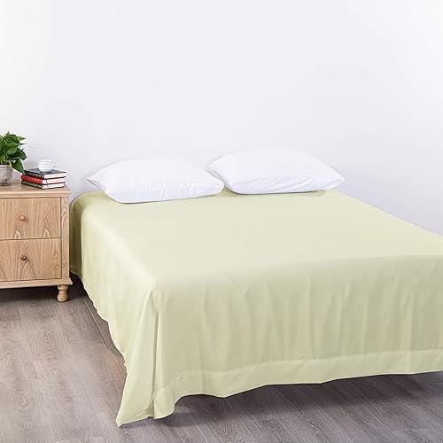 Vista 157 de BEDSUM Sábana encimera de microfibra tamaño individual, de lujo, 1800 hilos, resistente a las arrugas y a la decoloración, color blanco