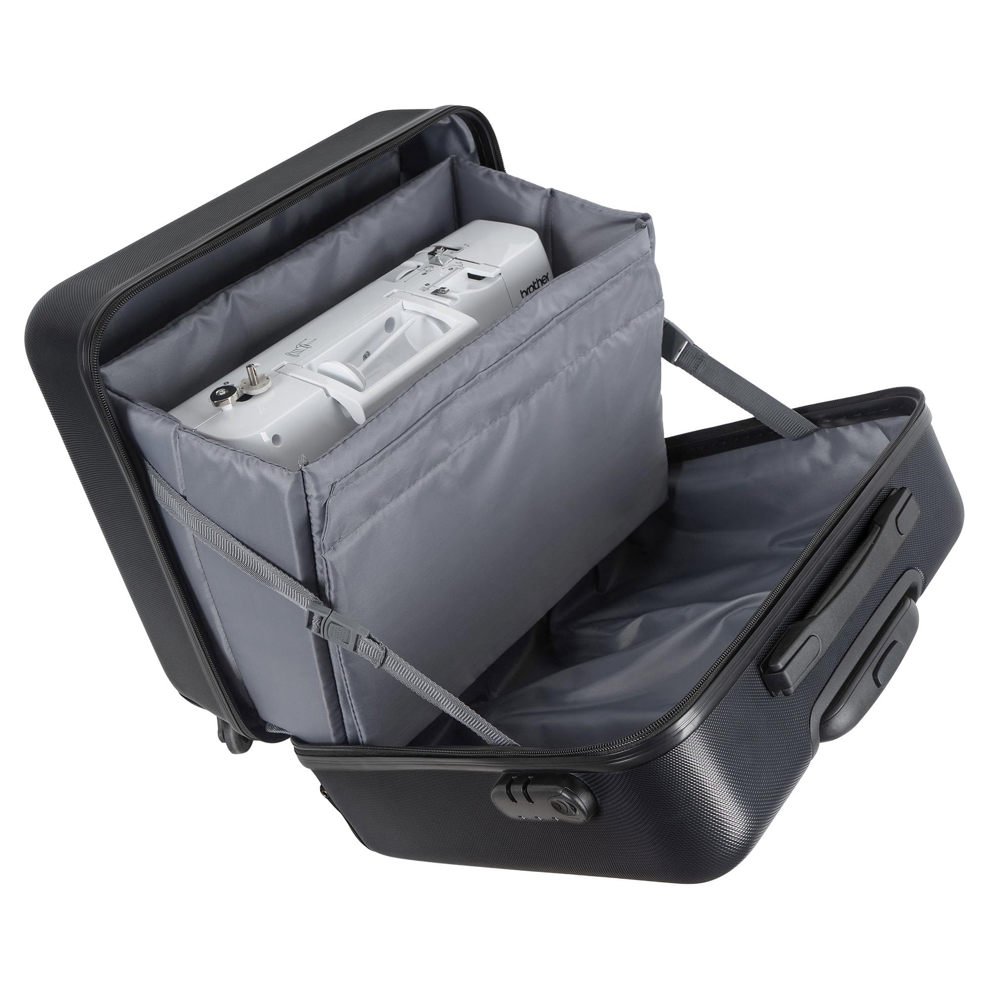 SEMPLIX Carro para máquina de coser rígido con alta movilidad 360° y 4 ruedas suaves, Negro, 44 x 24 x 40 cm