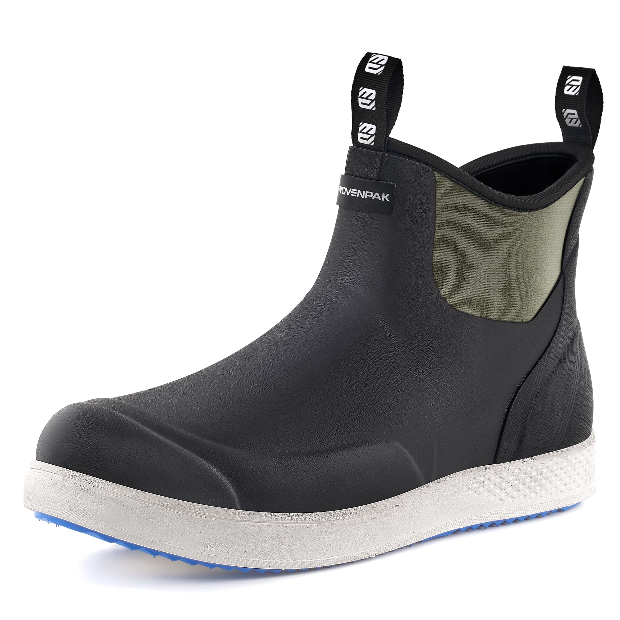 WOVENPAK Deck Boots for Men, Rain Boots Men, Waterproof Fishing Boots, Mens Deck Boots, Anti-slip Rubber Work Ankle Rain Boots Shoes for Outdoor Fishing, Boating, Size 6-13