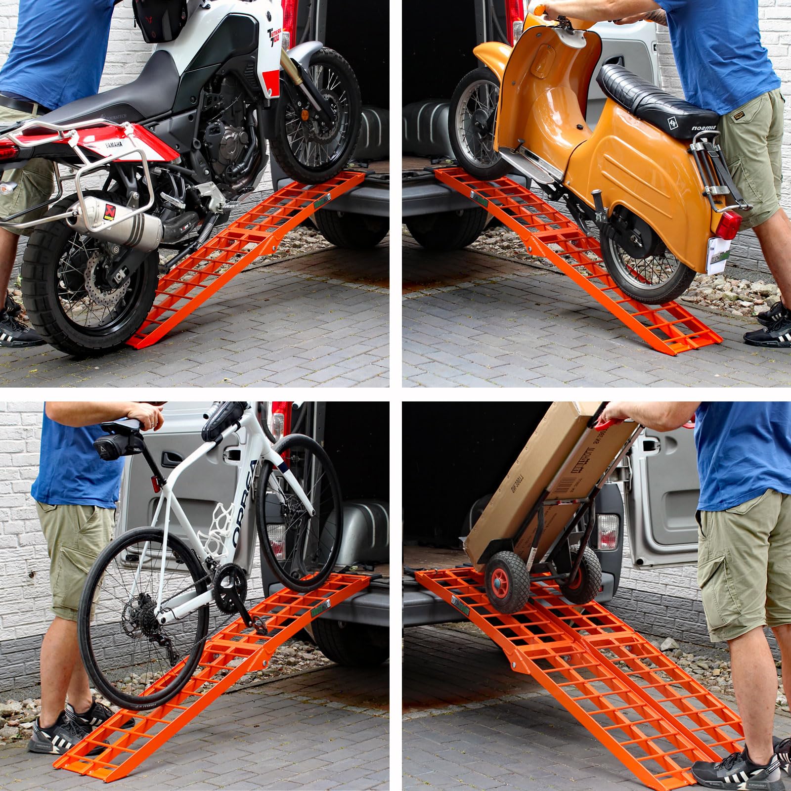 TRUTZHOLM Auffahrrampe klappbar Länge 180 cm Traglast 340 kg | Faltbare Laderampe Alu Verladerampe Antirutsch für Motorrad ATV Quad PKW Auto
