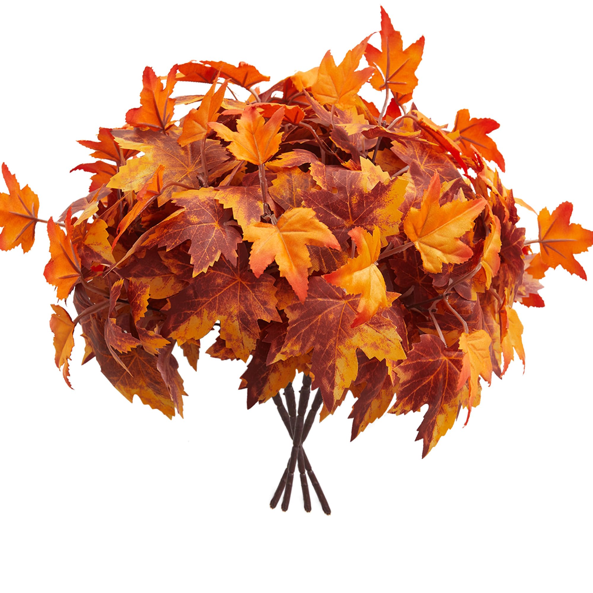 Lot De 4 Décorations Automne MAINSTAYS - Citrouilles Et Feuilles Artificielles En Plastique