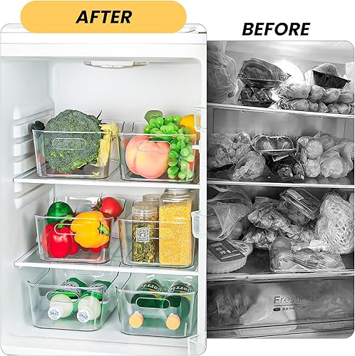 Miniatura 7 de Paquete de 12 cubos de almacenamiento de plástico transparente, organizador de acrílico y recipientes con asa para despensa, armario, refrigerador