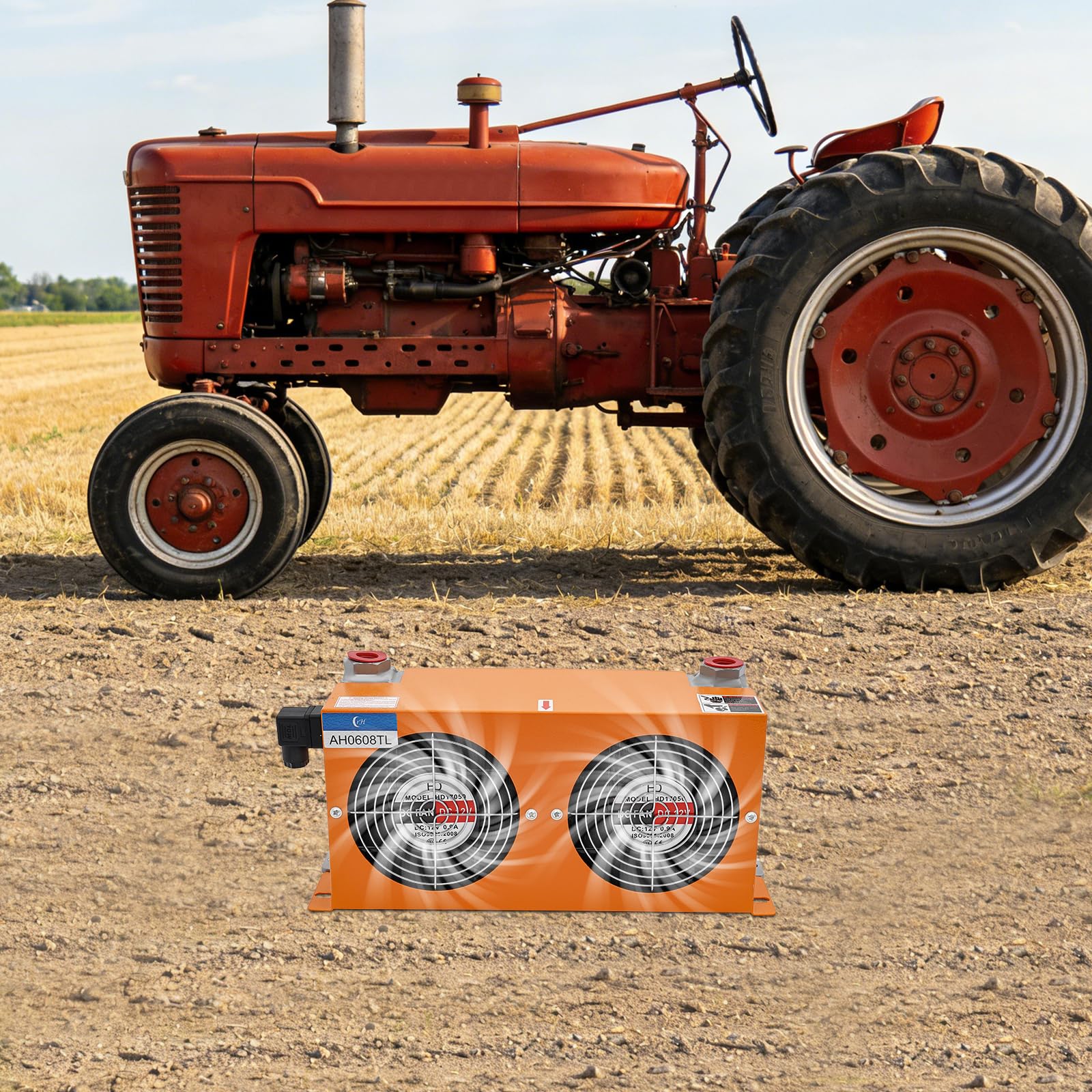 Radiatore olio idraulico radiatore olio radiatore idraulico radiatore motore radiatore radiatore ventola ventola radiatore alluminio alloggiamento DC 12 V 80 l min 2 x 48 W 1.8 m2 per costruzione