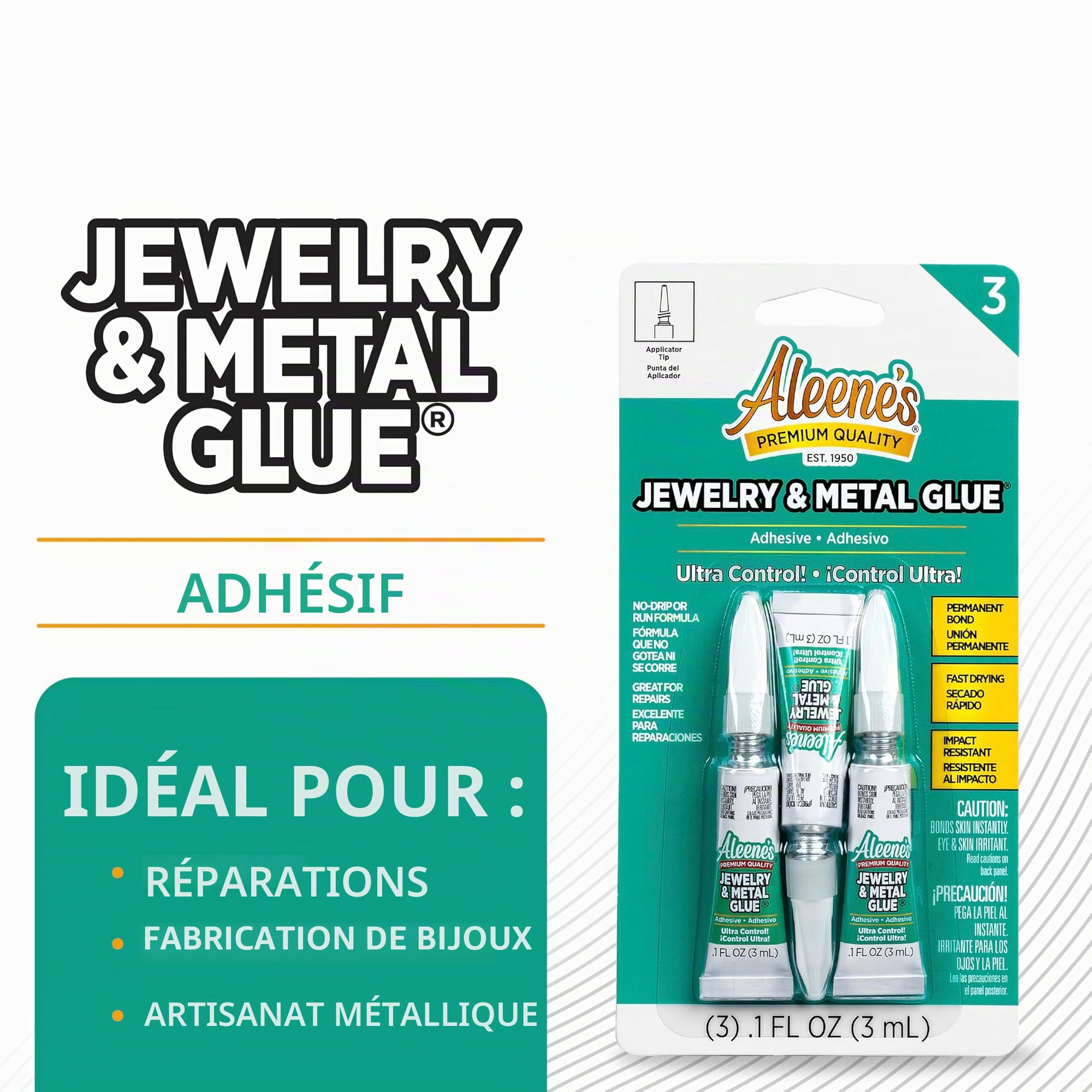 .1Oz 3/Pkg la colle d'Aleene's bijoux & métal-